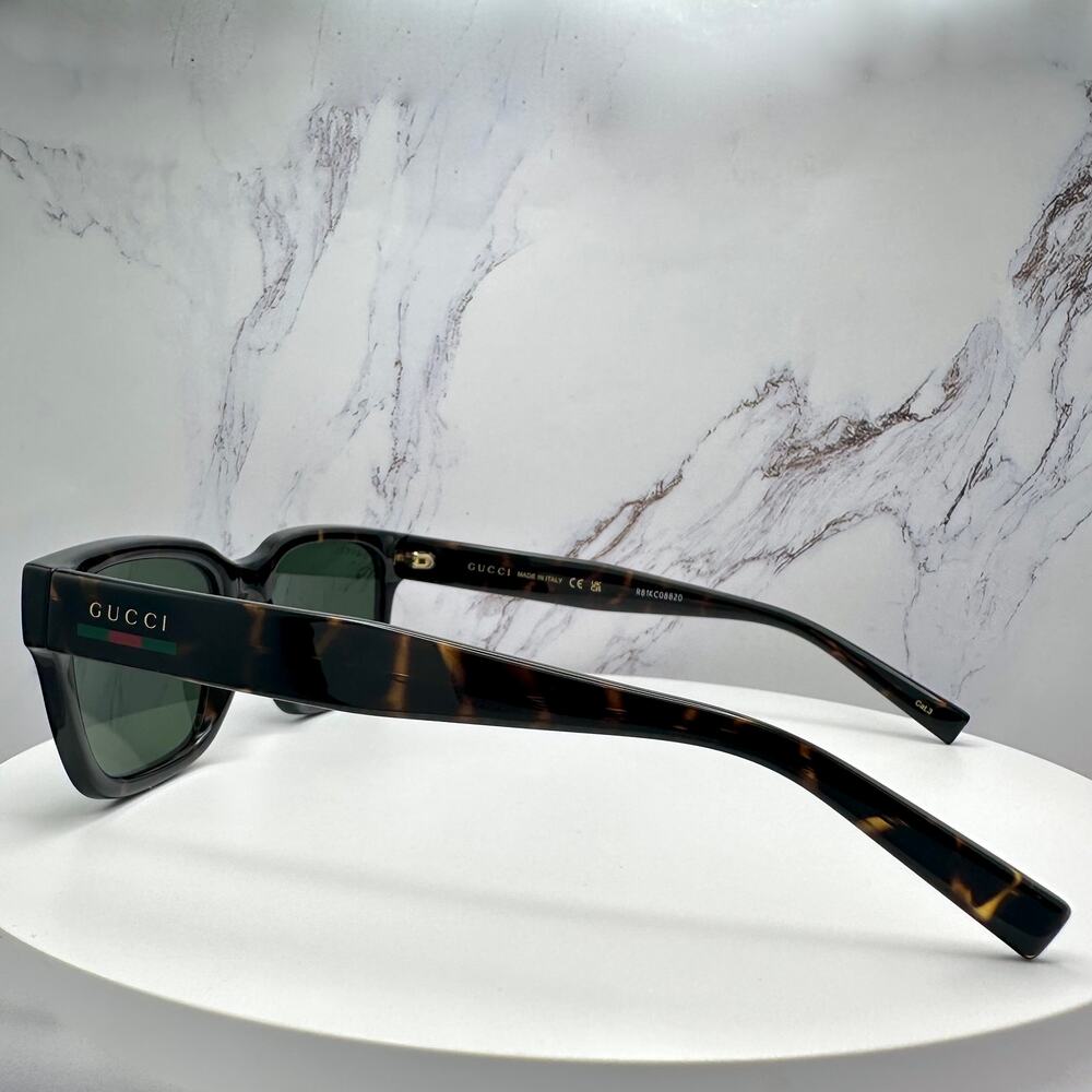 New GUCCI Sunglasses Brown Gold Red Green Web 55-20-145 mm Mens Square Gucci - Picture 14 of 16